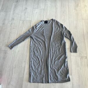 C/Meo Collective Womens Cardigan Sweater Open Duster Long L Gray Button Side